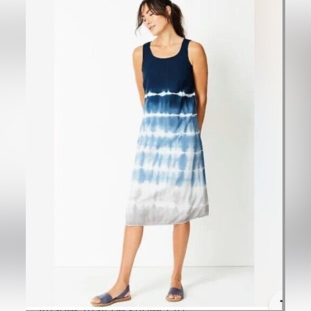 Pure Jill Blue and White Tie Dyed Ombré Dress Size XS